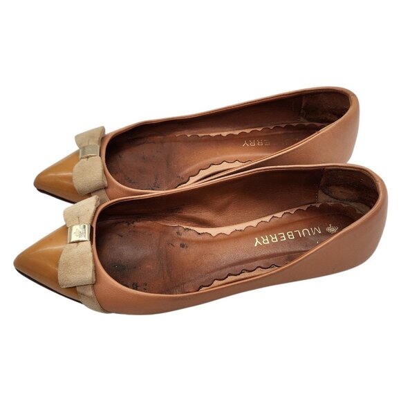 Mulberry Bow Ballerina Flat UK 3 US 5.5 Patent Pointed Toe Nappa Leather Ballet - Picture 5 of 11
